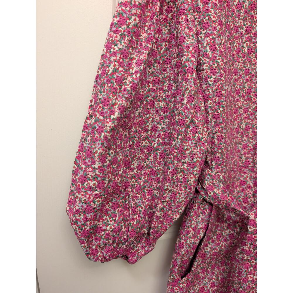 Maje Paicy Floral-Print Balloon-Sleeve Jumpsuit Tie Waist Embroidered Eyelet NWT - Picture 9 of 9